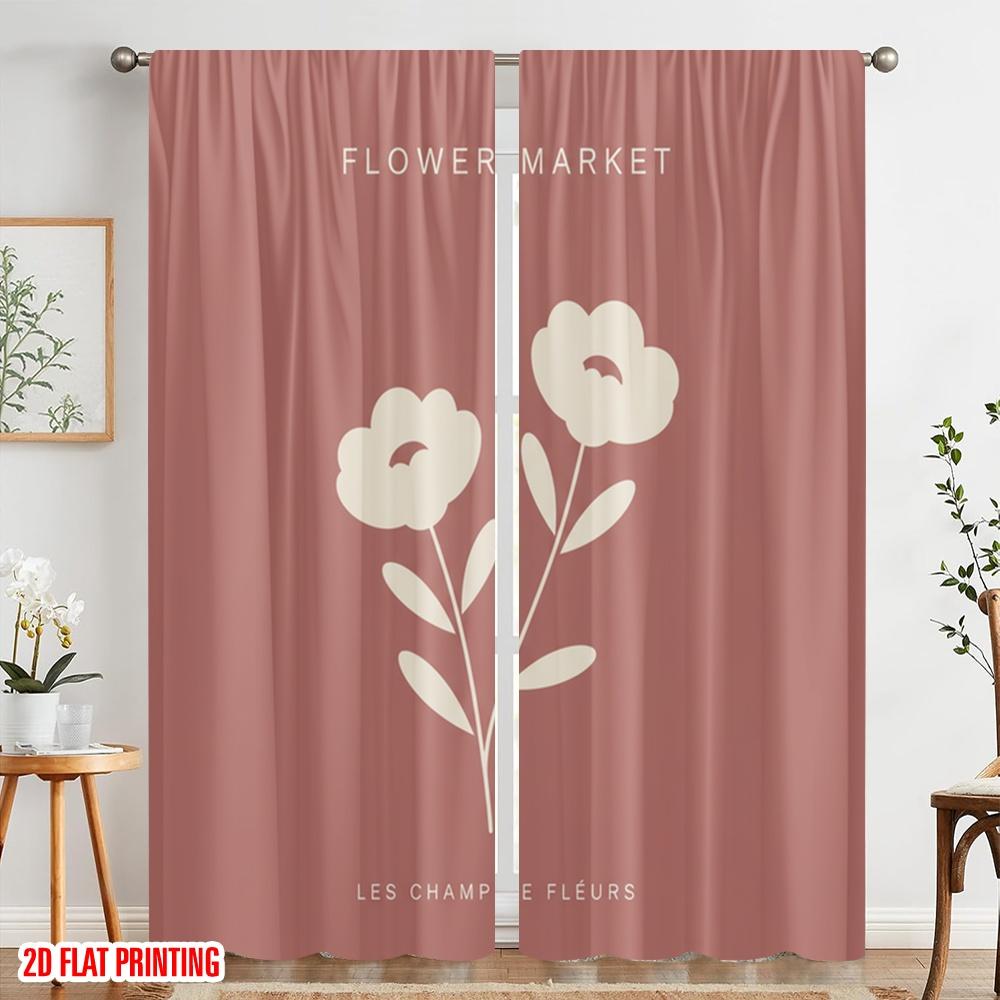 2pcs 2D flat printing Drapes Flower Market Fleurs Polyester Without Electricity Birthday Party Perfect for Holiday Party General