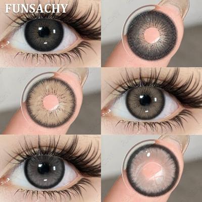 FUNSACHY 1 Pair Color Contact Lenses Natural Gray Lenses Doll Black Big Eye Contacts Makeup Cosmetics Yearly Use Blue Color Lens
