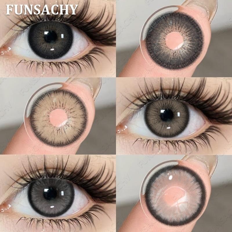 FUNSACHY 1 Pair Color Contact Lenses Natural Gray Lenses Doll Black Big Eye Contacts Makeup Cosmetics Yearly Use Blue Color Lens