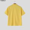 INCERUN Summer Tops Men V Neck Short Sleeve Casual Texture T-shirts