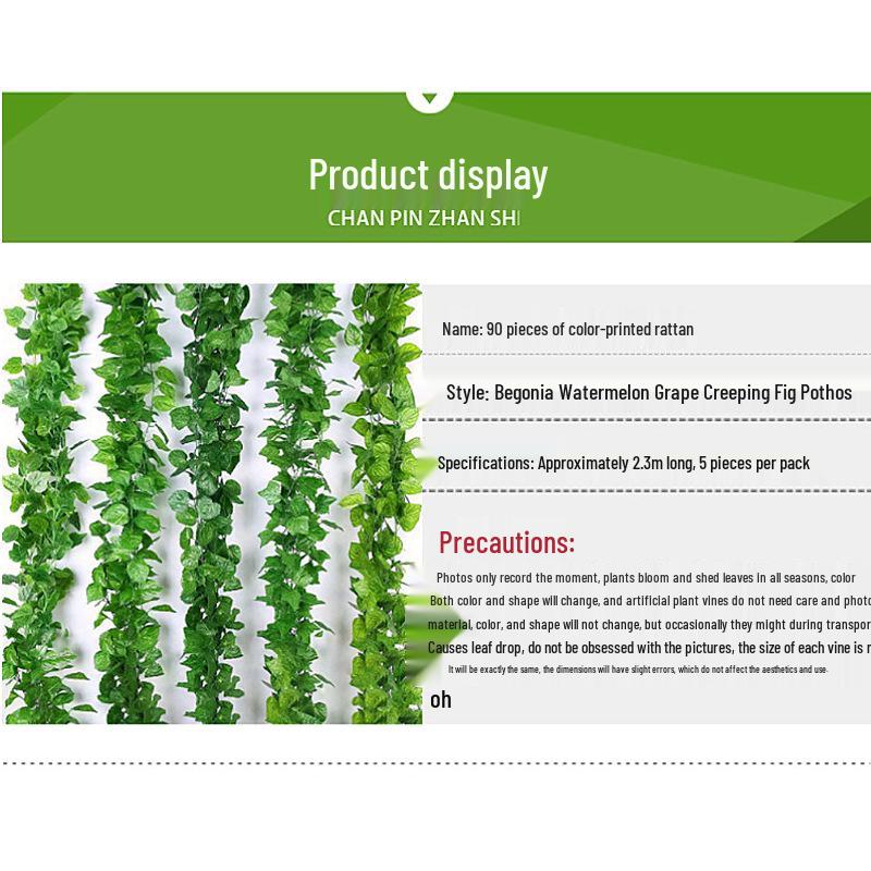 İç Mekan ve Balkon İçin 90 Parçalı Yeşil Yapraklı Sarmaşık Dekorasyon Seti