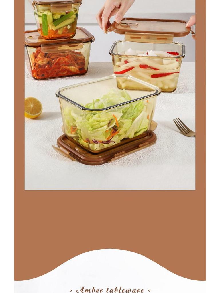 Xilekou Kimchi Box: Large Heat-Resistant Borosilicate Glass Storage for Microwave Use