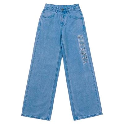 MLB Basic Mega Logo Loose Wide Leg Multi Pocket Slimming Jeans Women Jeans 3FDPB0551-50BLL