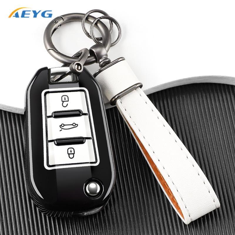 Tpu Key Case Cover Holder Fob Keychain For Peugeot 208 3008 308 508 408 2008 307 4008 For Citroen C4 C3 C6 Cactus C8 3 Buttons