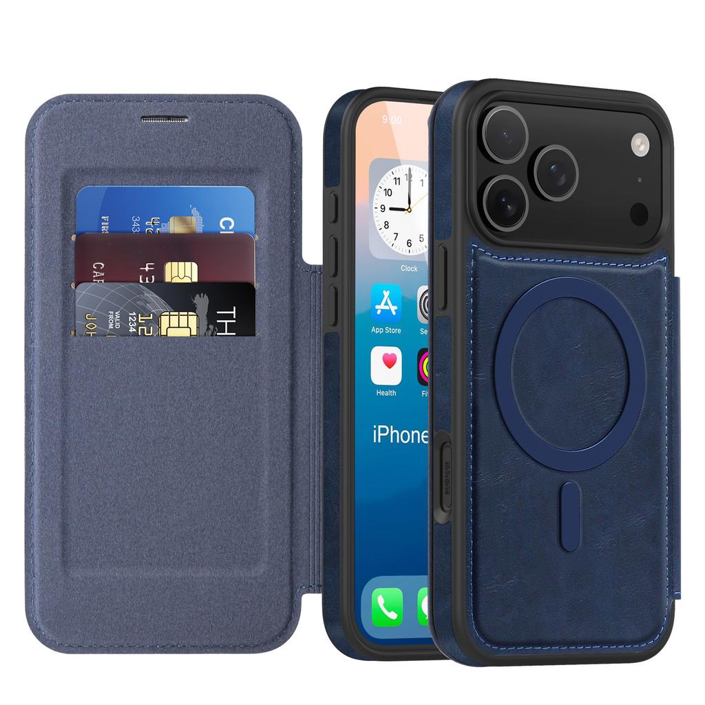 Suitable for iPhone 17 Pro Max wireless charging protective case with card slot, Apple 17E ultra-thin S26 flip phone case