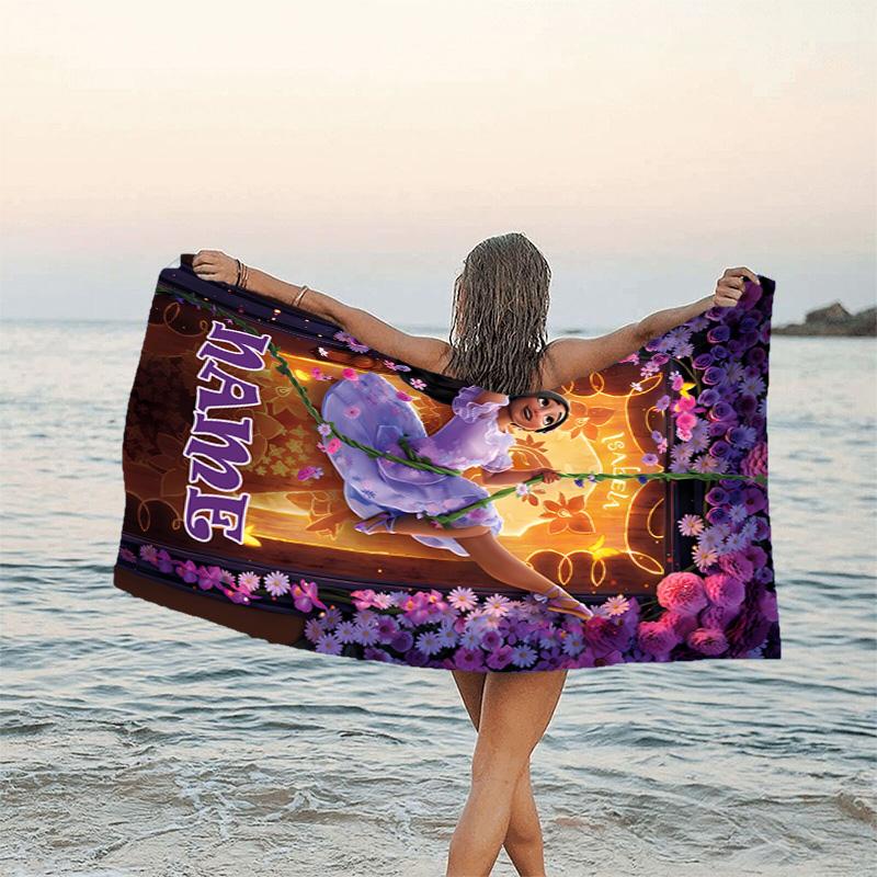 1pc Princess8 Beach Towel with Custom Name, Beach/Swimming/Bath/Picnic/Camping Towel, Suitable for Seaside Beaches
