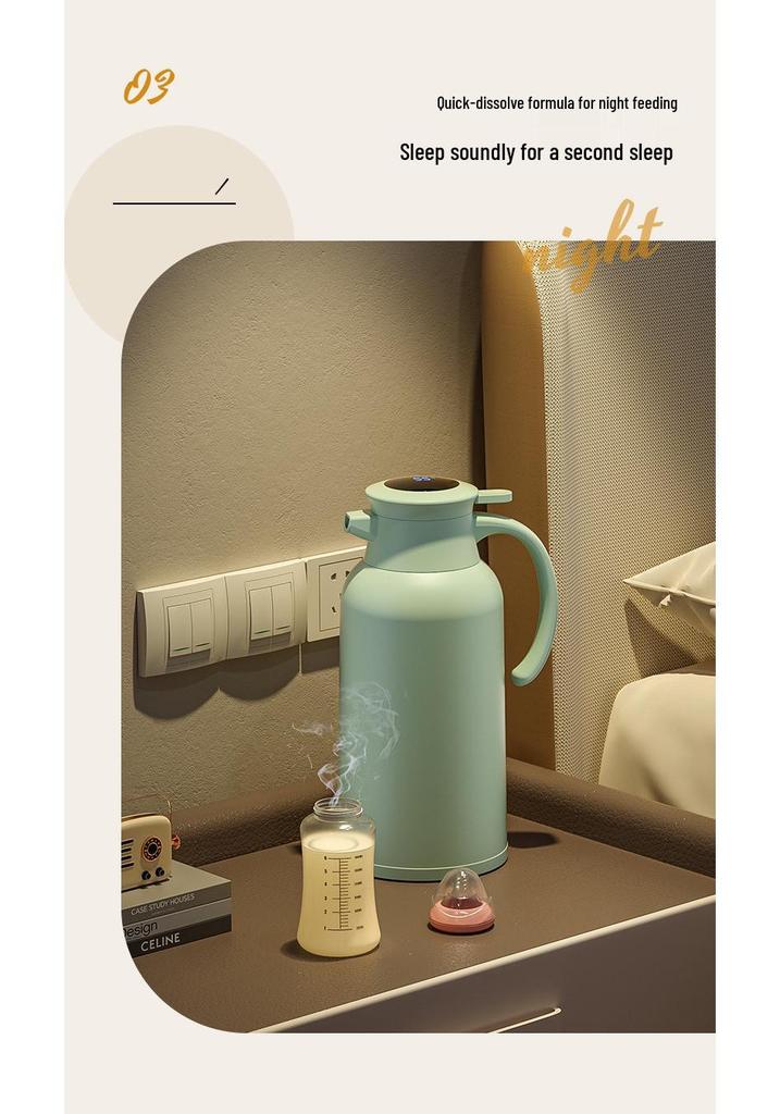 Portable Thermos Flask with Temperature Display, Large Capacity, Glass Liner, Insulated for Home, Dorm, or Travel Use
