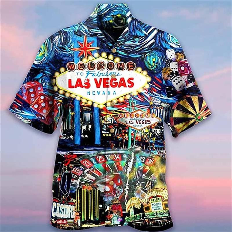 Men's 2024 Casual 3D Shirts Playing Card Printed Fun Shirts Street men's Summer Short Sleeved Clothing Men's Outdoor Clothing
