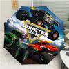 Monster Jam Aufdruck Automatischer Regenschirm, 8 Speichen Eisenrahmen, Kunststoffgriff, Geeignet für Reisen im Freien & Täglichen Gebrauch, Ideales Geschenk