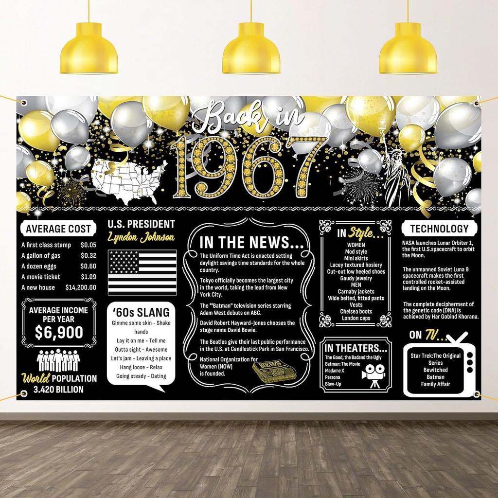 50th Birthday Black Gold Party Decoration Back In 1976 Backdrop Large Banner Birthday Party Poster Supplies Vintage 1976 Photography Background for