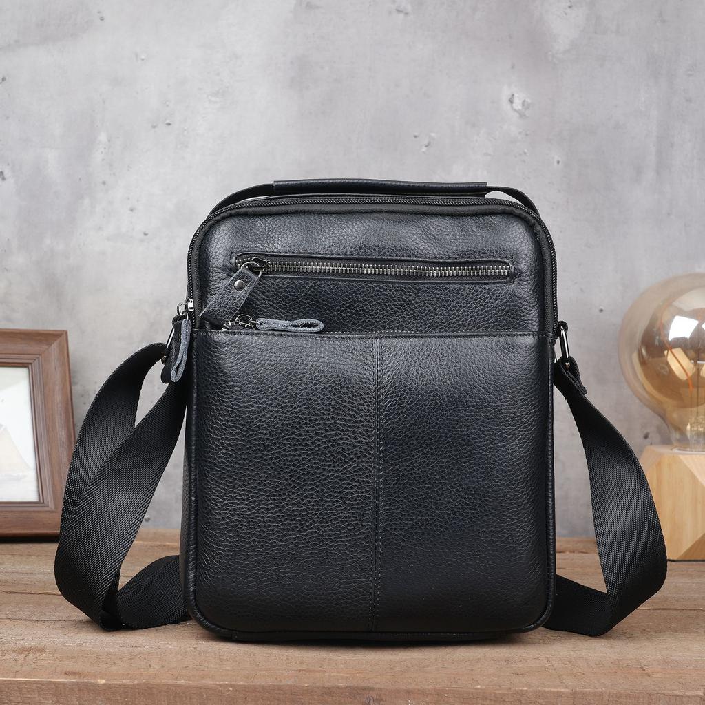 Top‑Grain Cowhide Genuine‑Leather Small Shoulder Crossbody Bag 2026 New for Men Large‑Capacity Messenger Purse for Business & Commute Use