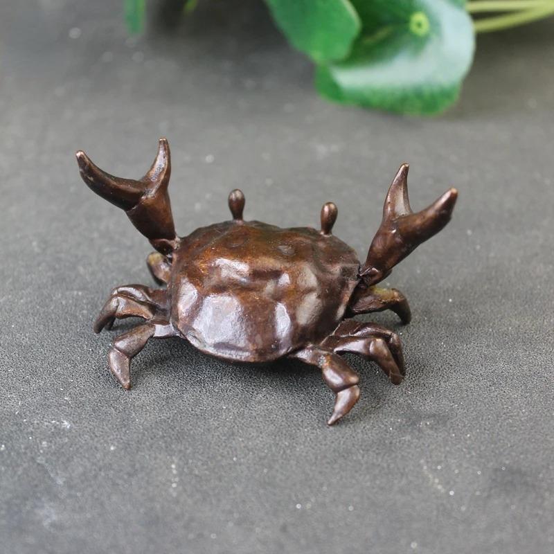 Metal Crab Pen Holder Figurine Ornament Vintage Miniature Animal Figurine Simulation Crab Model Desk Ornament Home Decor Crafts