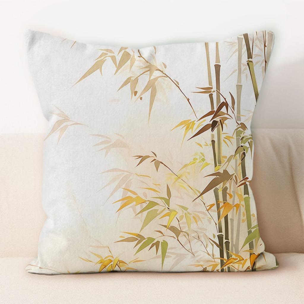 Traditional Chinese Ink And Bamboo Pillowcase, Suitable For Home Sofa Decoration, Living Room, Dormitory