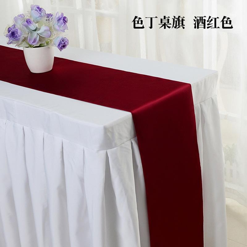 1PC Wedding Party Burgundy Satin Table Runner Modern Royal Blue For Round Dining Tables Decoration 30*275cm