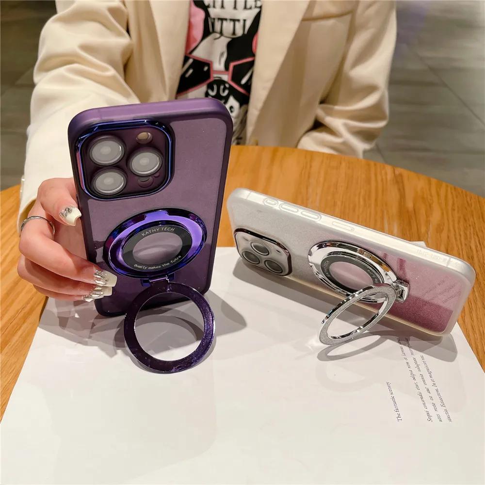 Glitter Magnetic Holder Silicone Case for Samsung S24 S23 S22 S21 Ultra Plus FE A53 A14 A54 A15 A55 iPhone 16 15 14 13 12 11 Pro Max Plus XSMAX XR 8 7