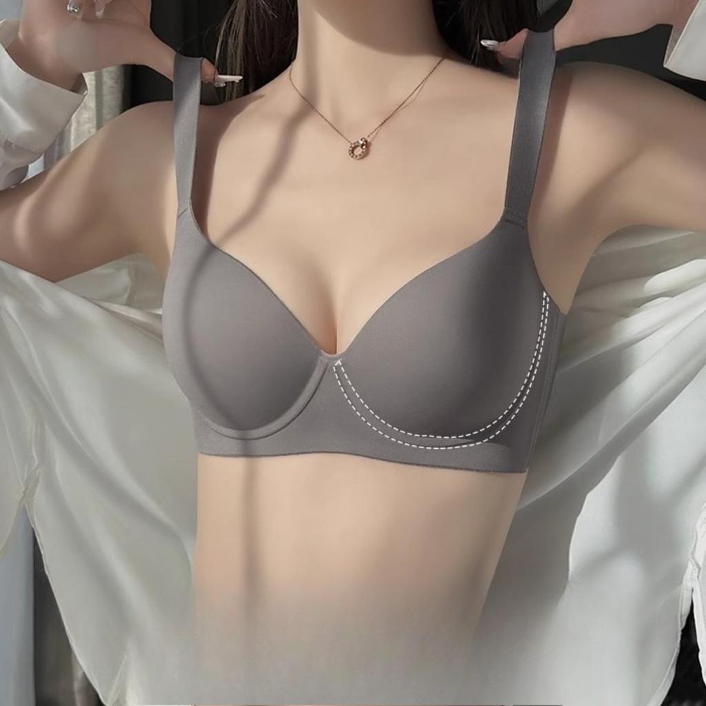 Polyamide Monochrome Bra Elegant Womens With Comfortable Steel Ring Support Nonremovable Padding Knitted Fabric Adult Lingerie