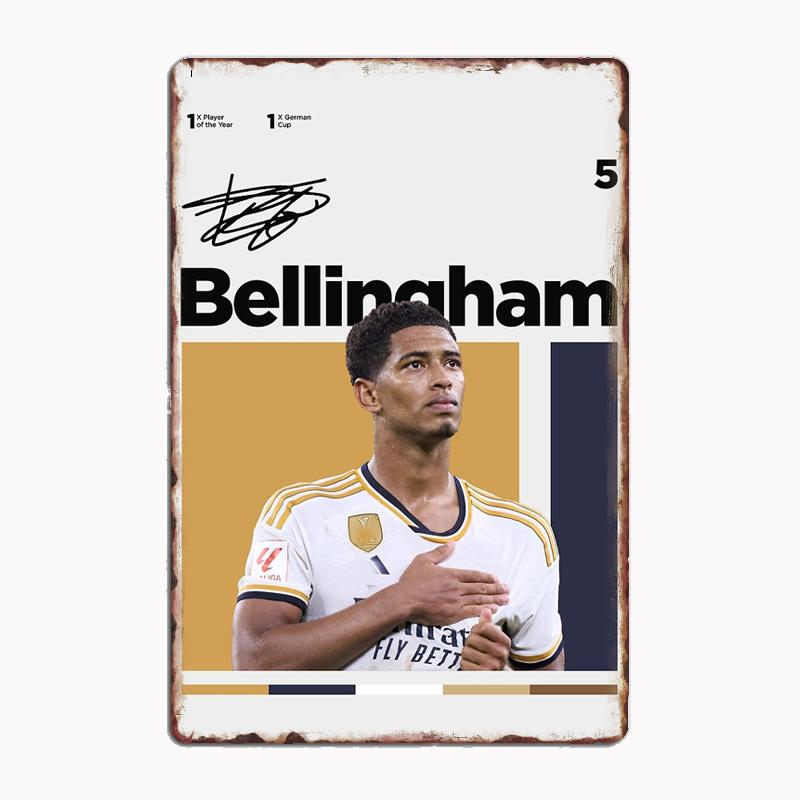 Jude Bellingham Fußball Sport Player Poster Metall Zeichen Poster Garage Zimmer Kino Wohnzimmer Custom Zinn Vintage Wohnkultur