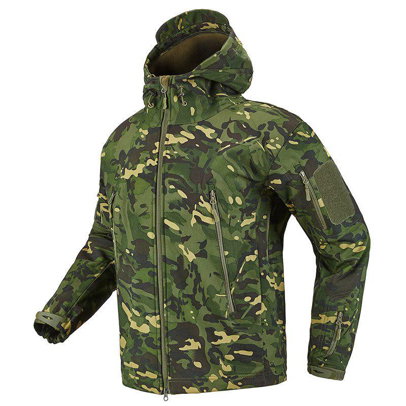 Veste militaire softshell pour homme, veste de camouflage tactique en polaire imperméable, manteau coupe-vent d'extérieur à capuche en peau de requin