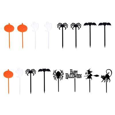 8 PCS Plastic Little Forks Dessert Fork Halloween Theme Bento Box Decorations Mini Cartoon Toothpicks for Party Supplies