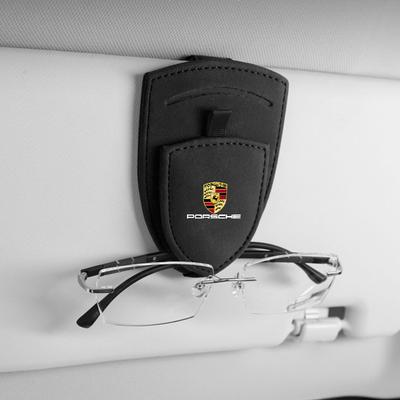 KSRQ6 Car Sun Visor Glasses Clip Card Storage Holder For Panamera Cayenne Taycan Boxster 911 Carrera-GT 928 944 918-Spyder 718
