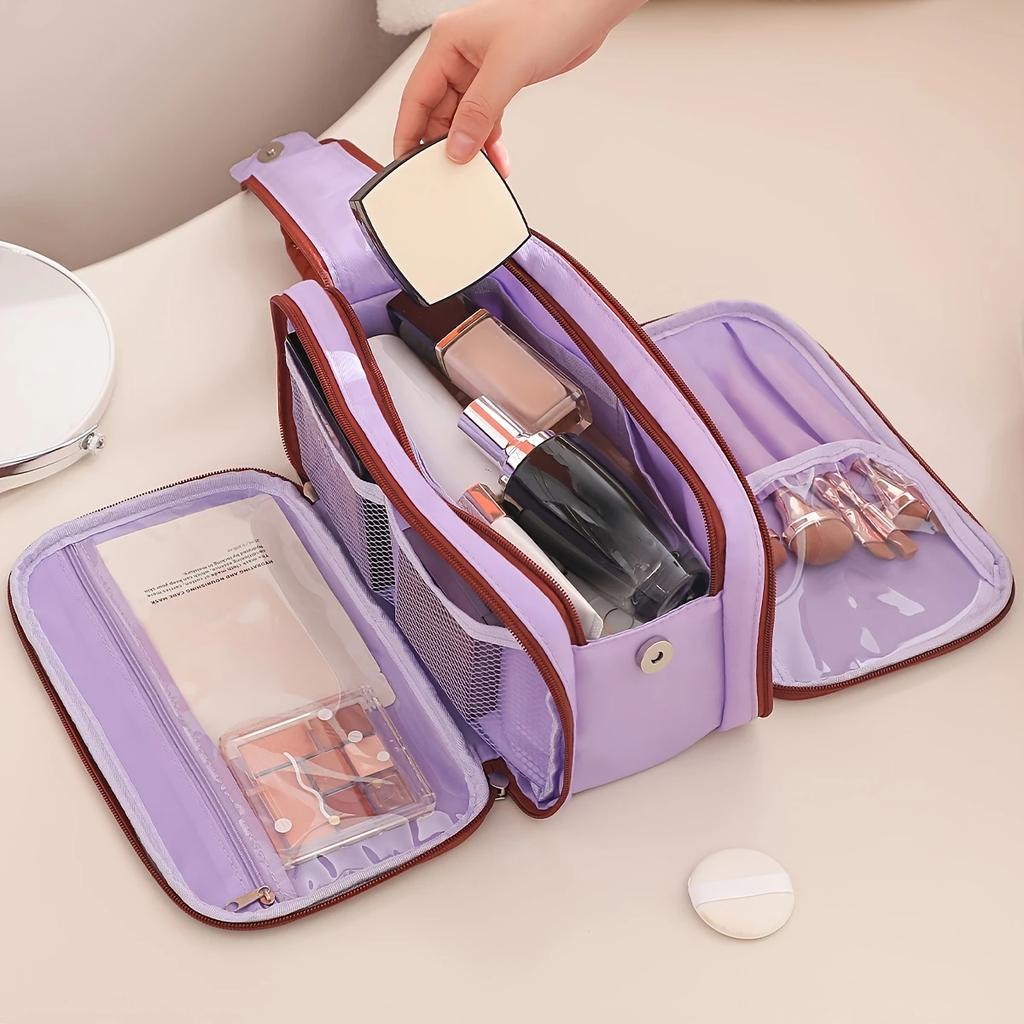 Makeup Bag With High-end Contrast Color Hand-held Makeup Bag Large Capacity Oxford Cloth Toiletry Bag Cosmetic Toiletry Bag
