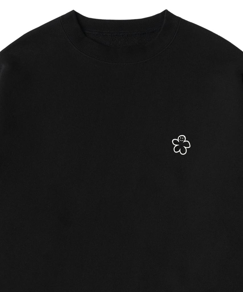 GRAVER [Unisex] Black Odd Flower Embroidered Sweatshirt_Black