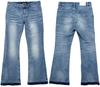 Cavalier Unisex Denim Flared Size 42 White Men's Pants, Jeans, Stretch, Cut-Off Fabric, CAMY22-08, (S),