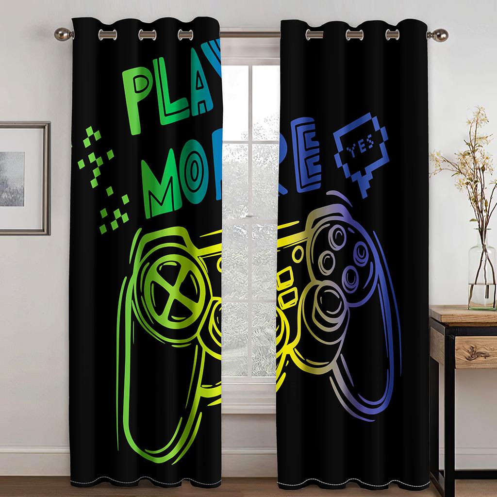 

Мультяшный красный игровой контроллер геймпад мальчик оконные шторы жалюзи для гостиной детской спальни кухни двери домашний декор 2 шт W50 X H130(CM)X2&Grommet Top