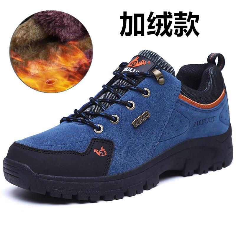 Low-top Non-slip and Wear-resistant Mountaineering Shoes Autumn and Winter New Couples Outdoor Warm Casual Shoes Velvet Cotton Shoes Men's Shoes