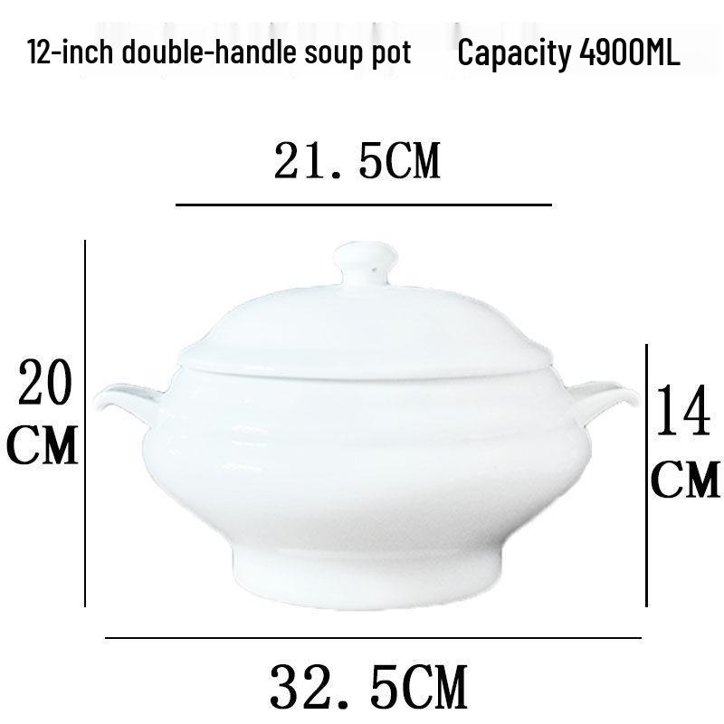 Ceramic Stew Pot with Lid - Extra Large Double-Earred Soup Pot for Birds Nest and Buddha Jumps Over the Wall Soup