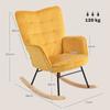 Vintage Rocking Chair, Curved Rockers, Thick Padding, Beech Wood & Steel, Yellow