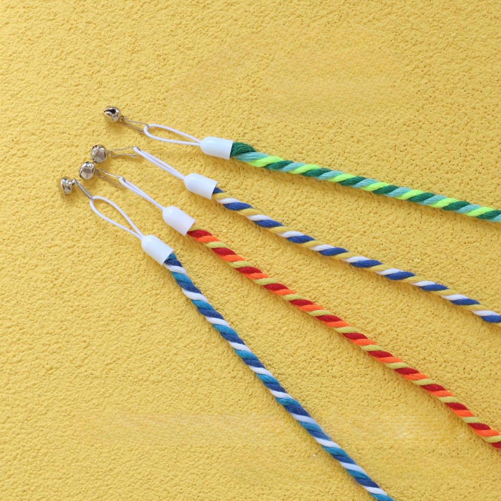 4PCS Interactive Cat Toy Satin Ribbon Bell Cat Stick Toys Kitten Playing Teaser Wand Toy Cat Supplies Replacement Head