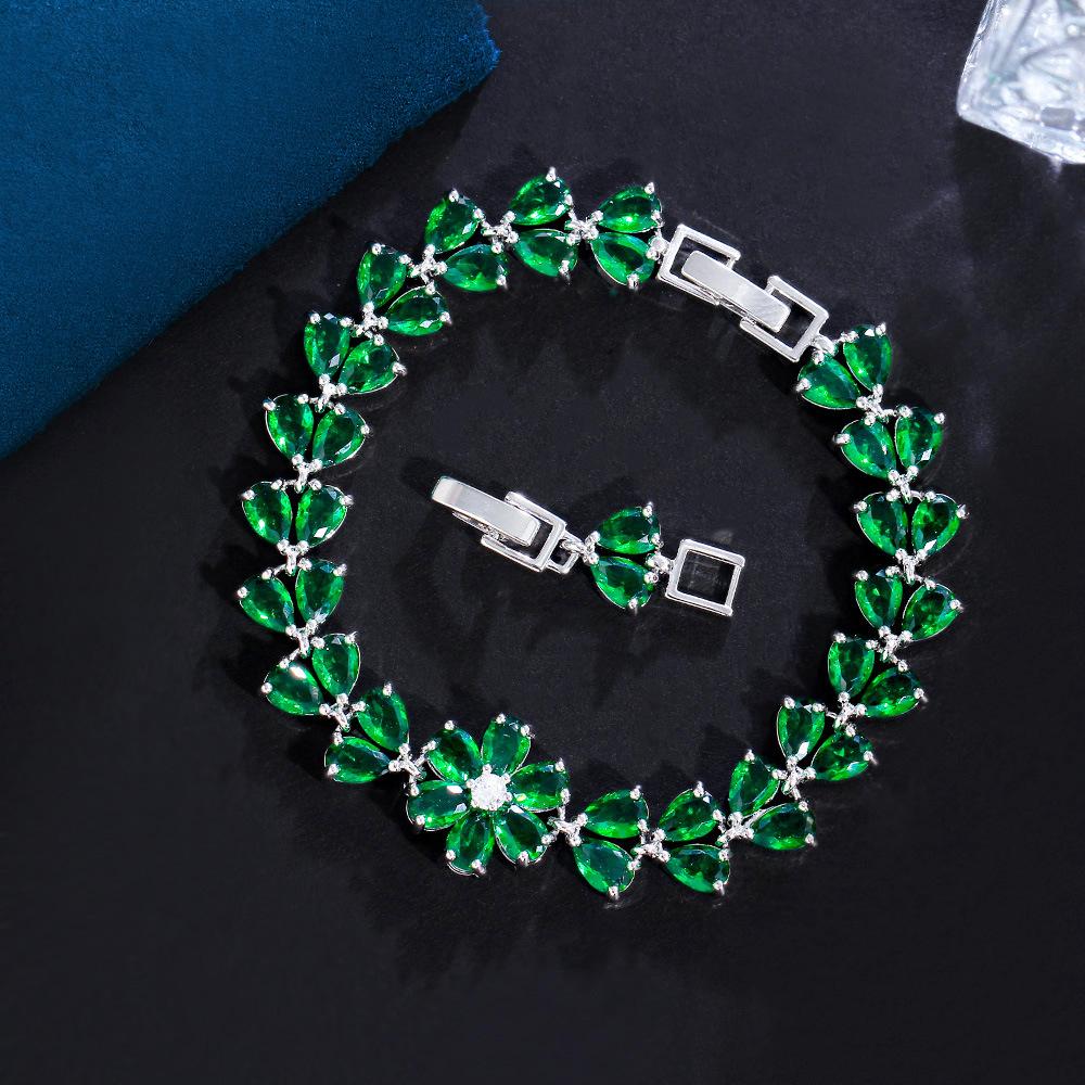 

Многоцветный Опциональный Медный Инкрустированный Цирконом Ювелирные изделия Креативный Цветочный Браслет Ювелирные изделия зелёный
