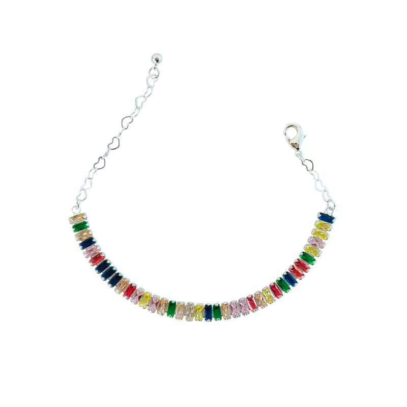 Bracelet femme, électroplaqué à la mode, élégant zircon carré sept couleurs, bracelet