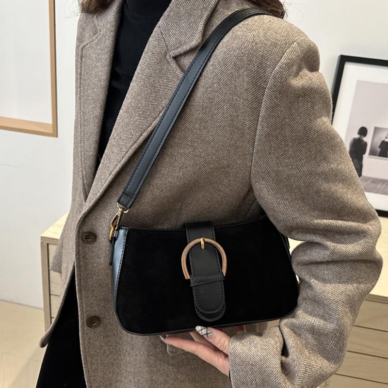 Yogodlns Høst og Vinter Dame Lett Ensfarget Liten Skulderveske Chic PU Lær Gullfarget Maskinvare Firkantet Underarmsveske