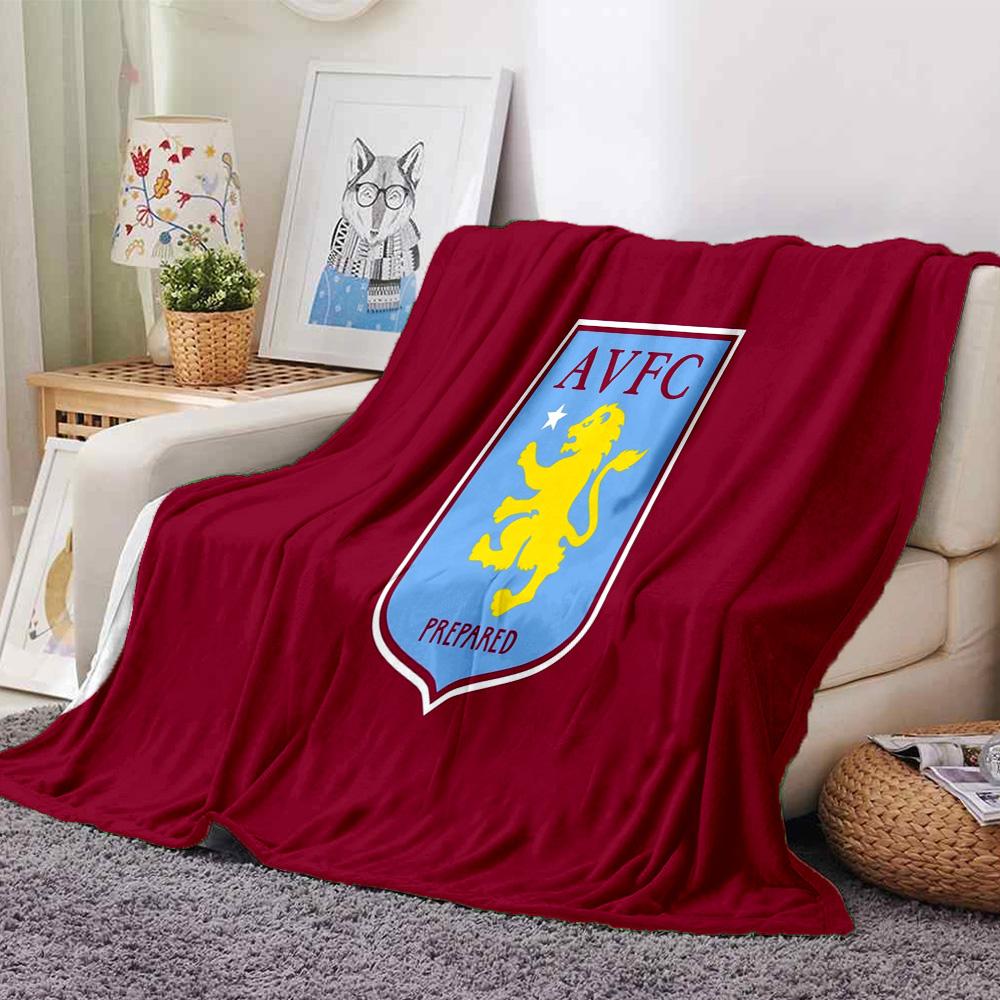 Aston Villa Crest Design Flannel Blanket, Soft Polyester, Modern Design, All-Season for Camping, Travel, Gifts for holidays or birthdays