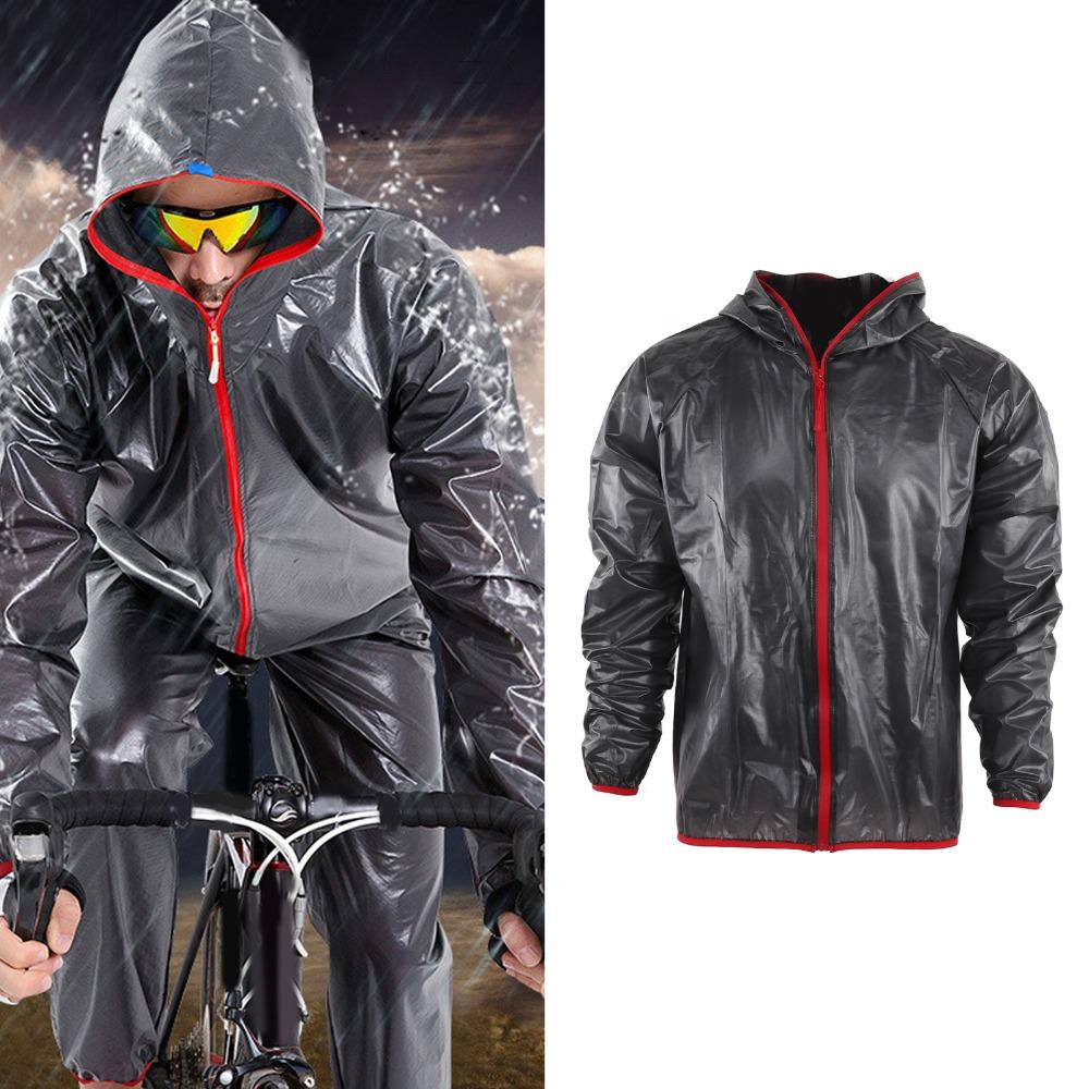 Elastic Fabric Cycling Rain Jacket Dark Grey Rain Coat Easy To Carry Rain Over Jacket  Travel Use