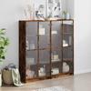 Bookshelf with Doors Smoked Oak 136 X 37 X 142 Cm Engineered Wood