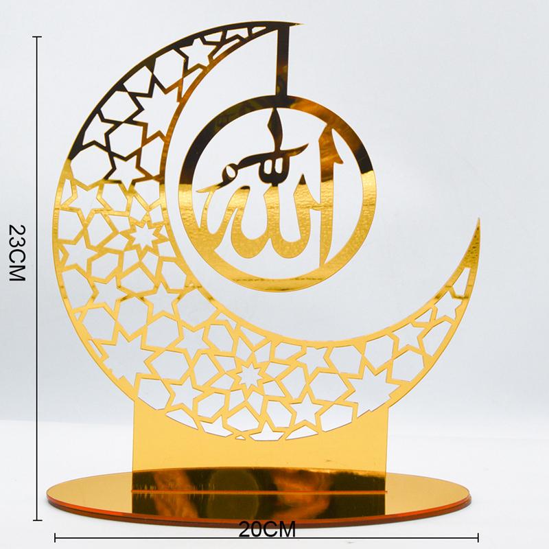 Ramadan Kareem Akrylová ozdoba Eid Mubarak Dekorace pro domov Islámské muslimské párty potřeby Zlatá měsíční dekorace Dárek k EID Al Adha