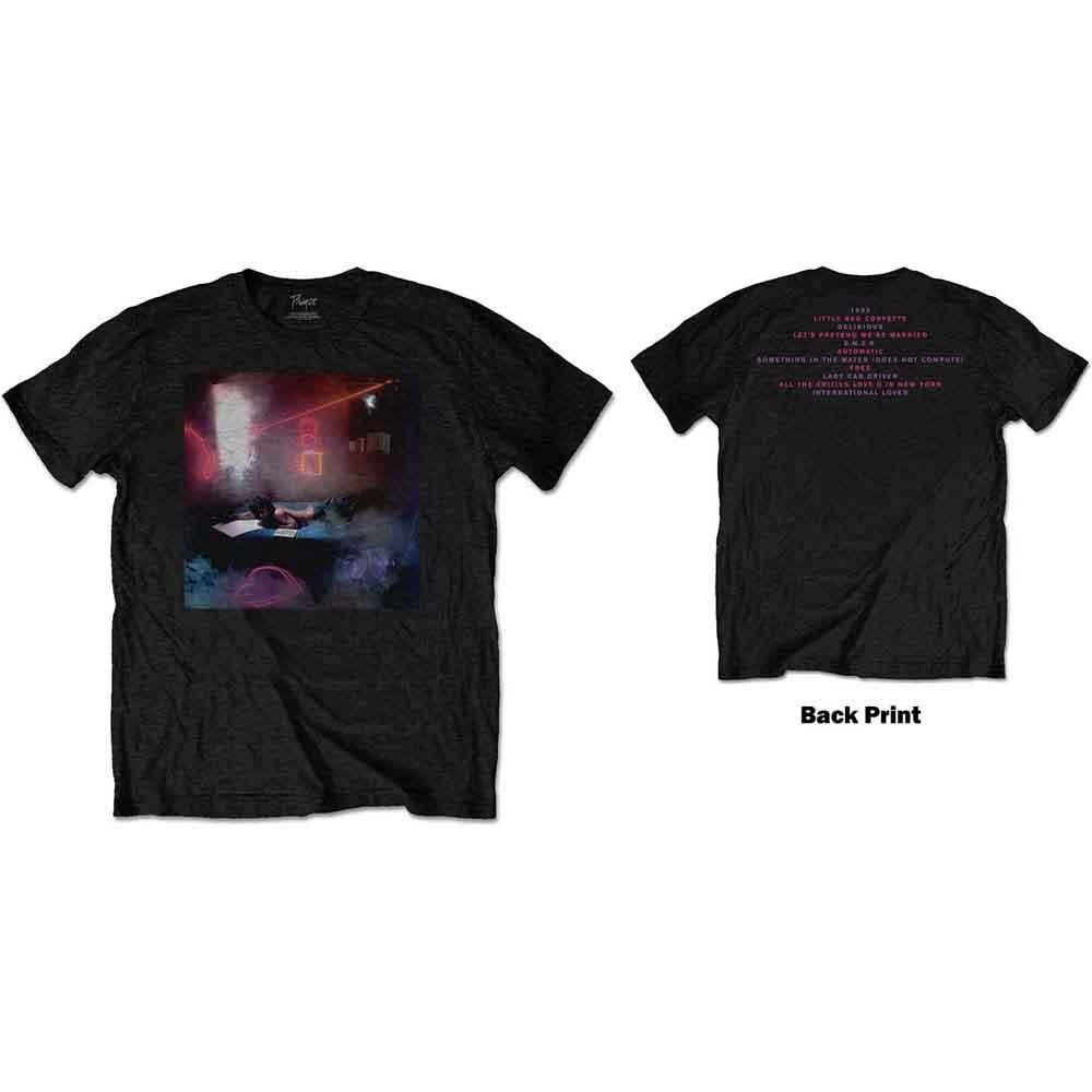 Prince Unisexs Black TShirt Lying On Bed
