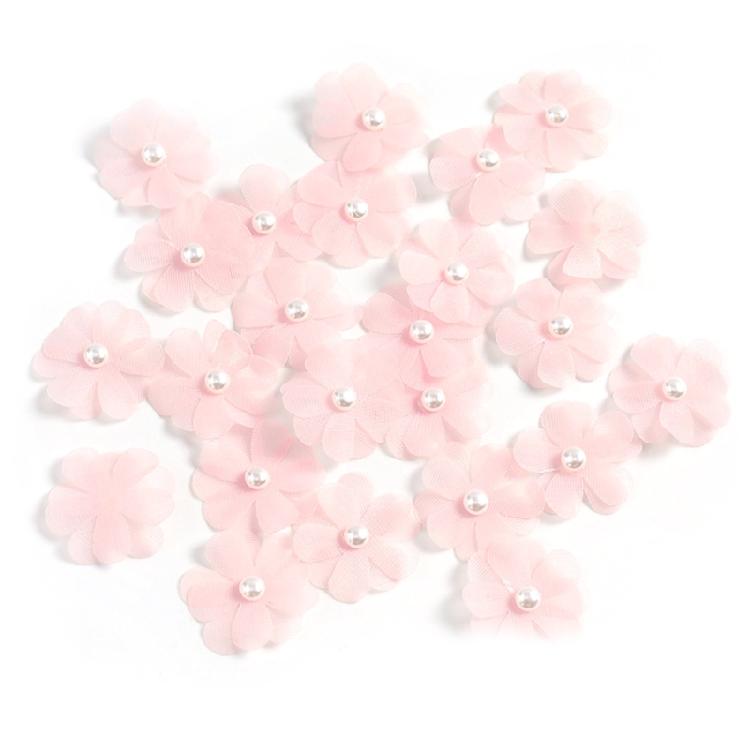 30Pieces Fabric Flower Appliques Clothing Accessories 35mm Sewing Flower for Wedding Dress Shoes Hat Home Decoration