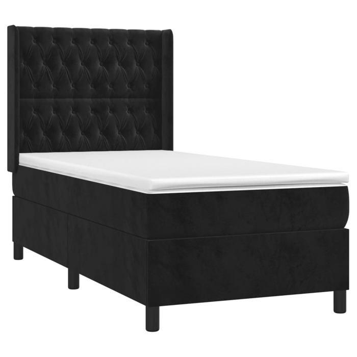 3132833 vidaXL Divan Bed with Mattress Black 90x190 Cm Velvet