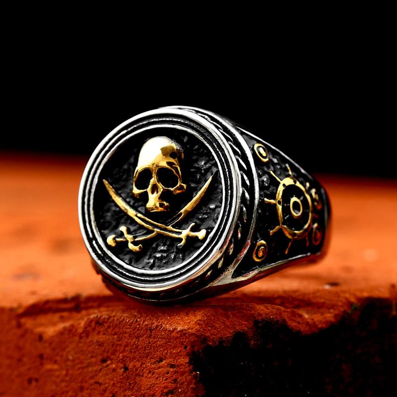 BEIER 2022 Nouvelle Mode Punk Navigation Pirates Bague Crâne Bague Homme Cool Biker Hip Hop Films Bijoux Vente en Gros
