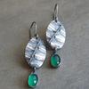 Ethnic Style Retro Leaf Inlaid Emerald Earrings Medieval Jewelry Engraved Metal Personalized Earrings Earrings