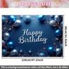 2D Blaue Glitzer-Ballon Geburtstag Hintergrund Banner Männer Jungen Alles Gute zum Geburtstag Party Deko Hintergrund