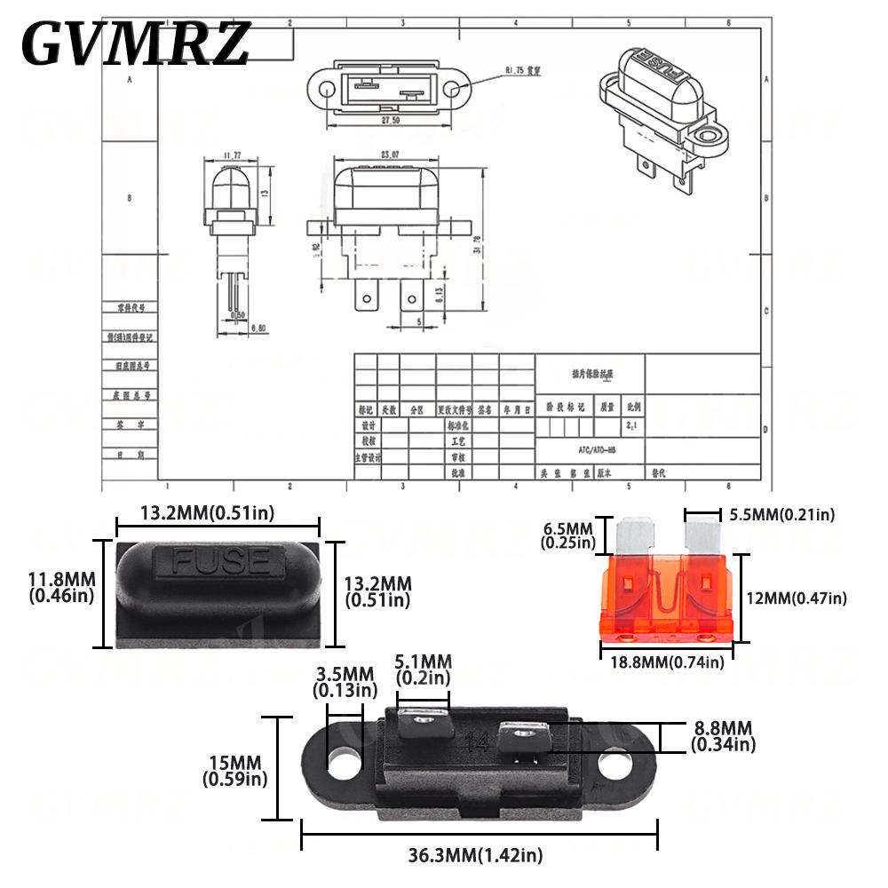 5PCS Waterproof Auto Standard Middle Fuse Holder + 1-50A Car Boat Truck ATC ATO Blade Fuse 3A 5A 10A 15A 20A 25A 30A 35A 40A 50A