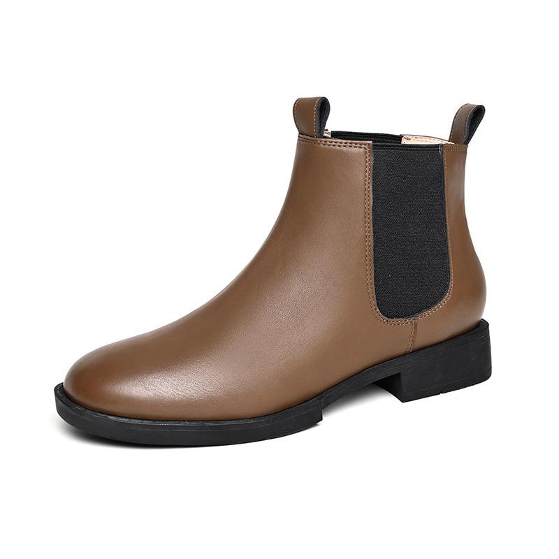 

Женские весенние новые ботинки Мартин ретро подкладка из овчины женская обувь ботинки Челси средней длины голенища коровья кожа женская обувь ботинки 39 коричневый