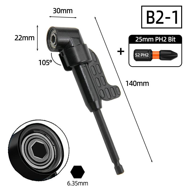 105 Degree Angle Socket Adapter 1/4 inch Extension Hex Drill Bit Adjustable Screwdriver Holder Slotted Phillips Power Hand Tools