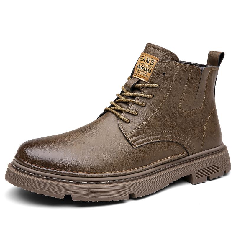 

Martin boots men s trendy new men s shoes retro tooling boots fashionable high-top leather shoes versatile leather men s leather boots 44