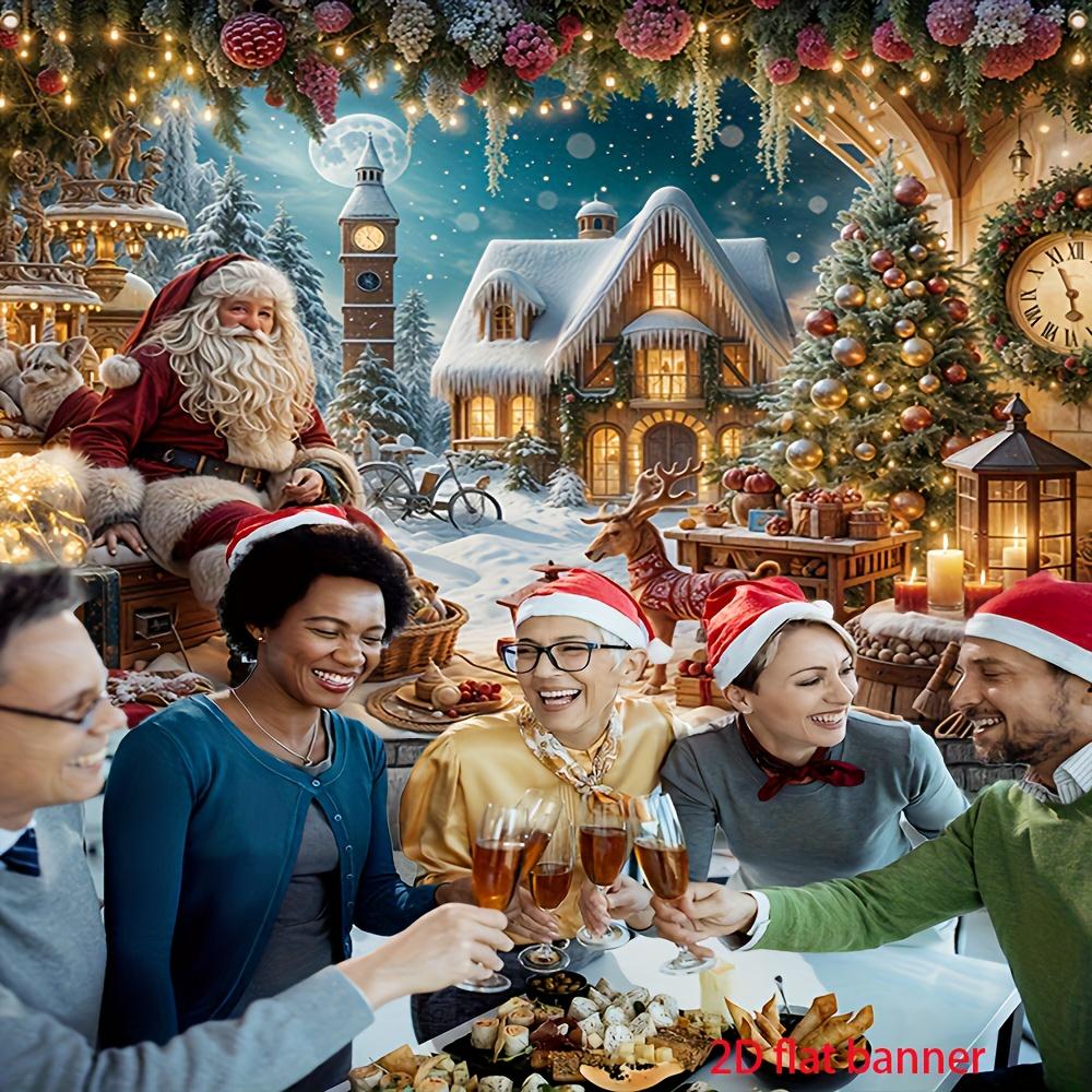 Festive Christmas Santa ClausBackdrop Xmas Decoration Background Winter Backdrop Decorations For Photo Studio Photo Booth Christams Party